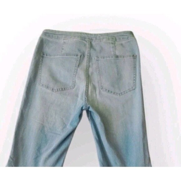 Free People Just Float On Flare Jeans Frayed Hem Stretch Bellbottom Sky Blue 27 - Picture 7 of 7